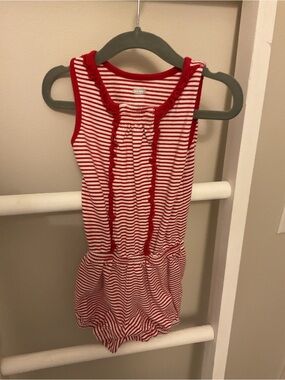 Red & White Striped Sleeveless Baby Romper
